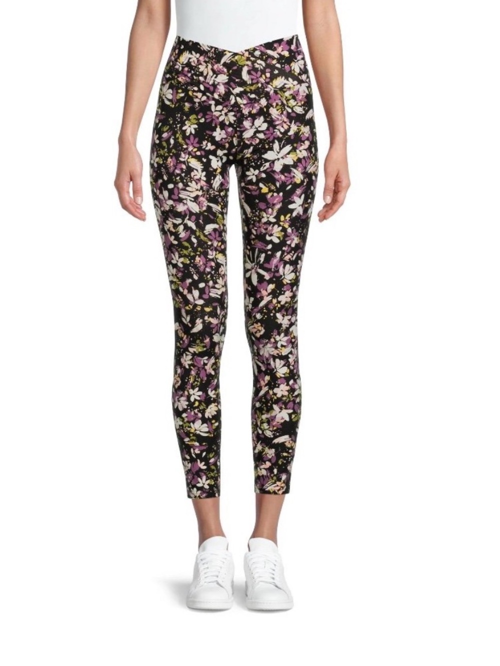 🆕 No Boundaries Women's Juniors V Front Crossover Floral Print Leggings Small